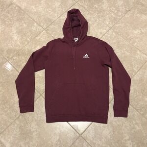 Adidas Hoodie Mens Medium Maroon White Logo Pullover Sweatshirt Athletic